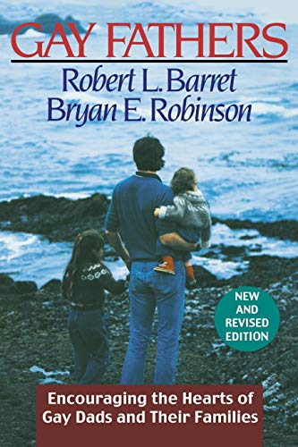 Book cover: “Gay Fathers” with a father and two children on the beach.
