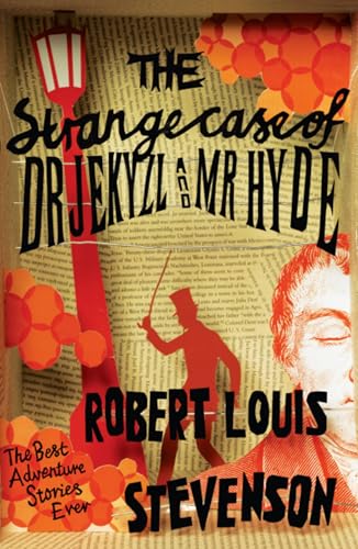 Book cover for "The Strange Case of Dr Jekyll and Mr Hyde" with silhouettes.