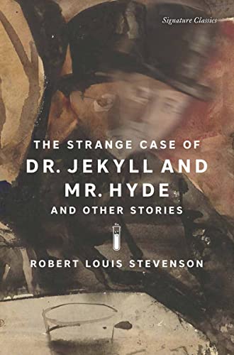 Book cover for "The Strange Case of Dr. Jekyll and Mr. Hyde" featuring a man in a hat.