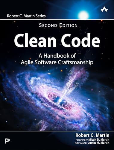 Book cover for Clean Code: A Handbook of Agile Software Craftsmanship featuring space imagery.