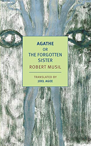 Book cover featuring an abstract painting of eyes and a light green text box.
