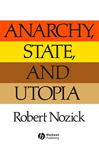 Book cover with stacked color bands and title "Anarchy, State and Utopia.