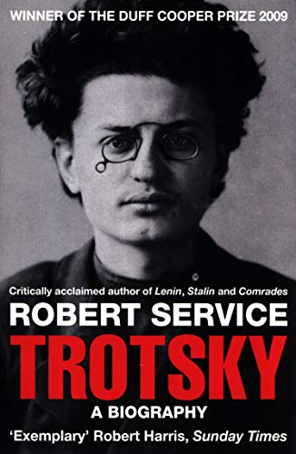 Black and white portrait of Leon Trotsky, book cover for his biography.