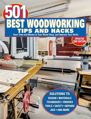 Book cover with woodworking tools and a workshop in the background.