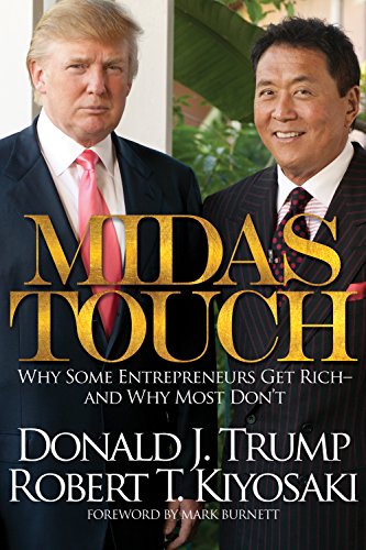 Book cover featuring portraits of Donald Trump and Robert Kiyosaki, titled "Midas Touch.