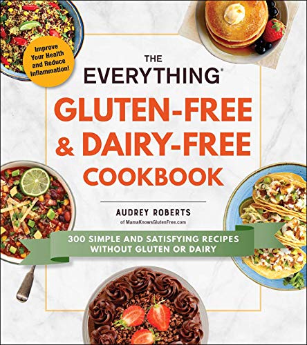Cookbook cover featuring gluten-free and dairy-free recipes with food images.