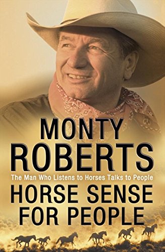 Book cover featuring Monty Roberts in a cowboy hat with horses running below.