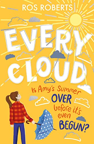 Book cover showing a girl holding a blue umbrella against a bright yellow background.