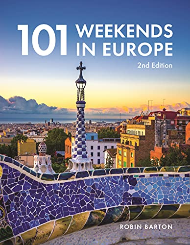 Book cover: “101 Weekends in Europe” with Barcelona cityscape.