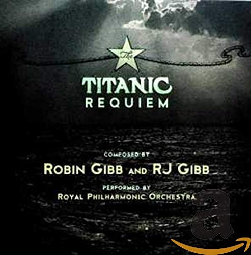 CD cover for “Titanic Requiem” by Robin and RJ Gibb, dark stormy sea.