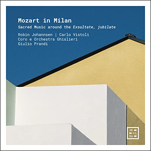 CD cover for "Mozart in Milan" with abstract architectural shapes.