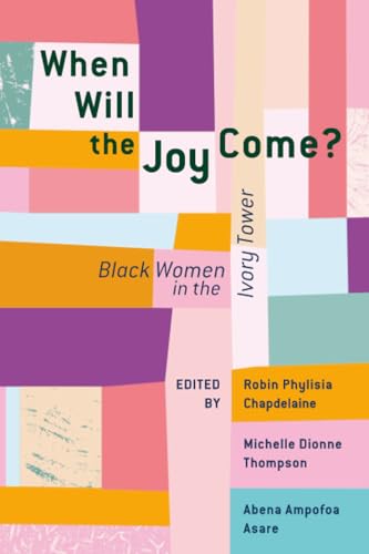 Book cover with colorful geometric blocks and title “When Will the Joy Come?”