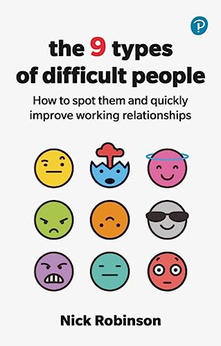 Book cover titled The 9 Types of Difficult People featuring nine diverse emoji-style faces.