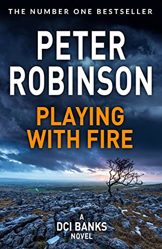 Book cover: “Playing With Fire” by Peter Robinson, stormy landscape.