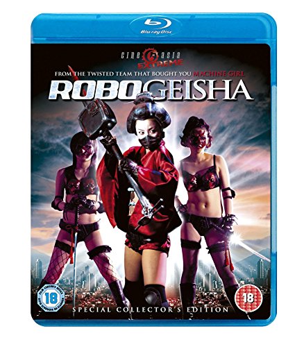 Robo-Geisha" Blu-ray cover featuring three women with robotic and traditional elements.