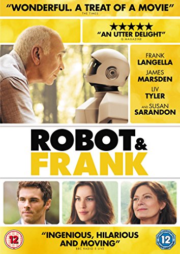 DVD cover for Robot & Frank featuring an elderly man, a robot, and actors.