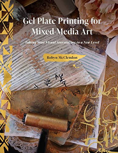 Book cover with art supplies and abstract printed paper textures.