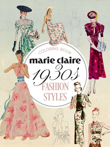 Marie Claire coloring book cover featuring 1930s fashion illustrations.