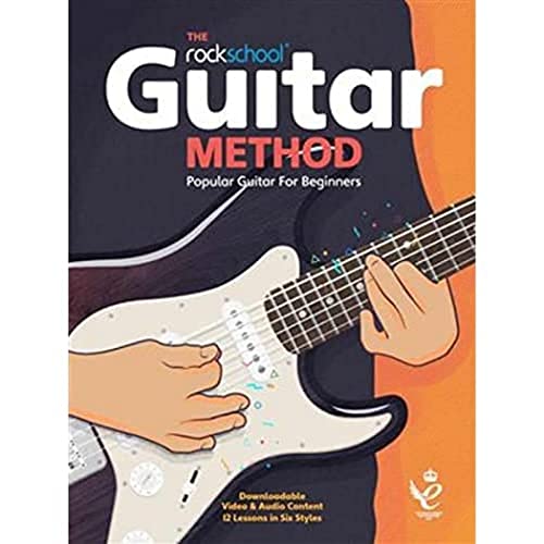Guitar method book cover with hands playing a white electric guitar.