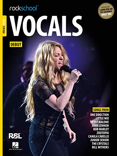 Rockschool Vocals Debut book cover featuring a blonde singer with a microphone.