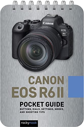 Spiral-bound pocket guide featuring a black Canon EOS R6 II camera.