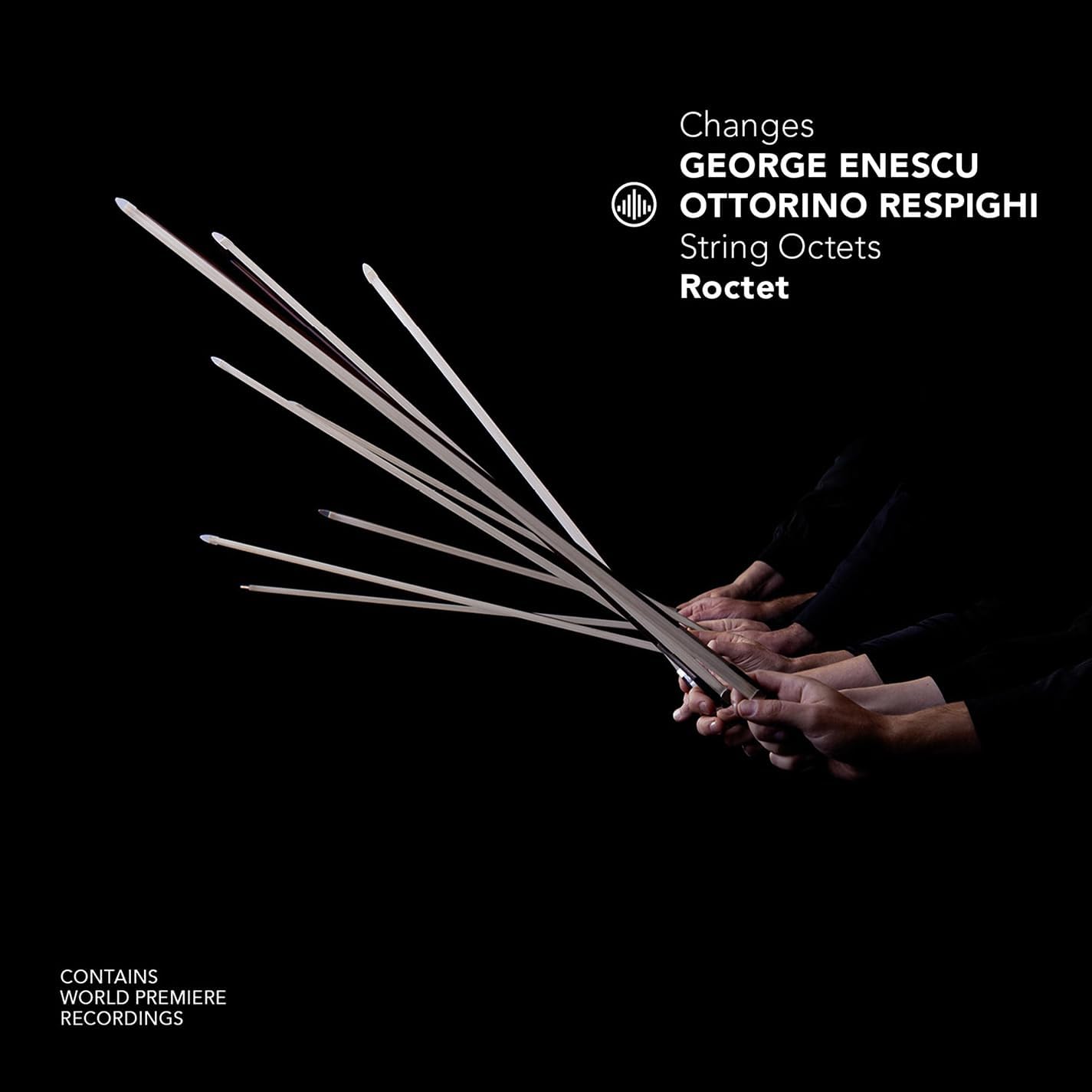 CD cover for "Changes" by George Enescu and Ottorino Respighi, with hands and strings.
