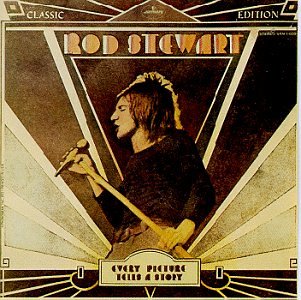 Rod Stewart album cover, featuring a young Stewart with a microphone.