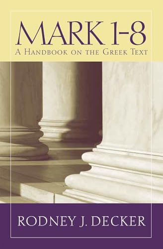 Book cover: "Mark 1-8," a handbook on the Greek text, with columns.