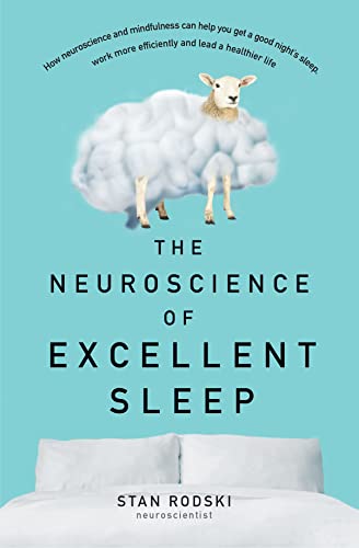 Book cover: “The Neuroscience of Excellent Sleep” with a sheep made of clouds.