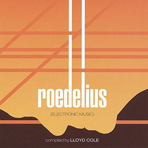 Roedelius album cover with orange and brown stripes, white text, and face silhouette.