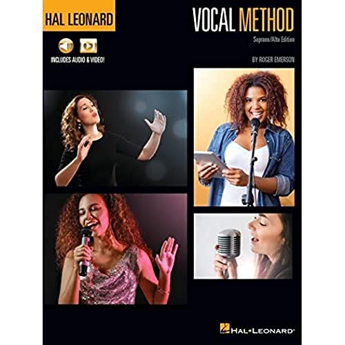“Hal Leonard Vocal Method” book cover featuring singers and vocal exercises.