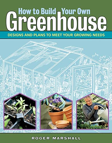 Book cover with greenhouse design, seedlings, flowers, and gardener.