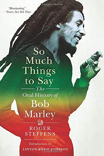 Book cover featuring Bob Marley with green, yellow, and red colors.