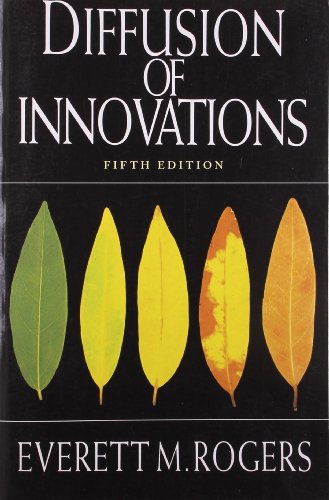 Book cover for Diffusion of Innovations Fifth Edition by Everett M. Rogers featuring five leaves.