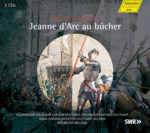 CD cover depicting Joan of Arc in armor, surrounded by a crowd and flames.