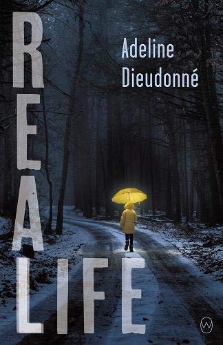 Book cover: person with yellow umbrella on a dark, snowy road.