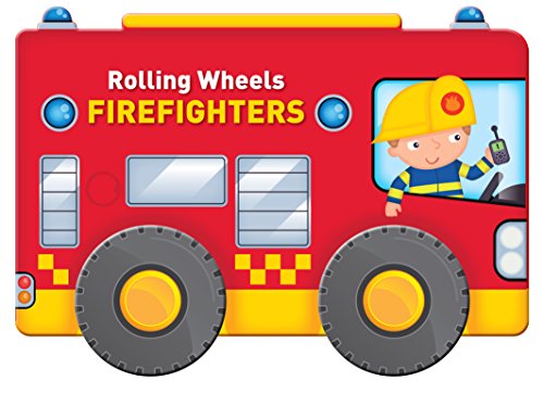 Red toy fire truck with a smiling firefighter in the cabin.