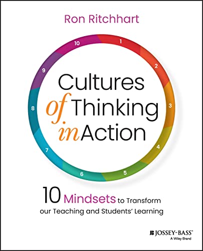 Book cover with colorful circular design and title “Cultures of Thinking in Action.”