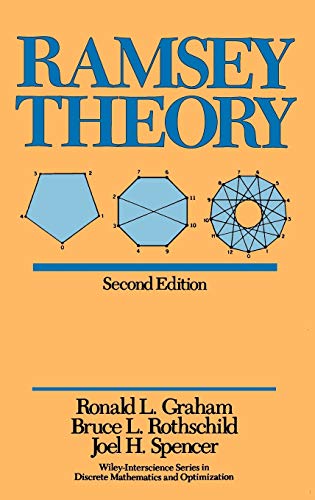 Book cover for "Ramsey Theory" with geometric shapes and blue accents.