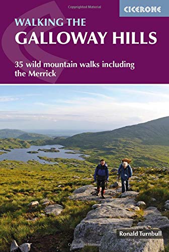 Book cover: “Walking the Galloway Hills” with hikers in a mountain landscape.