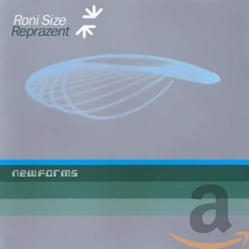 CD cover for Roni Size & Reprazent’s “New Forms” with abstract blue design.