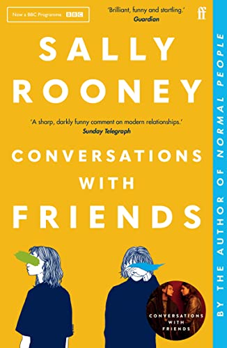 Book cover with yellow background, white text, and line drawings of two people.