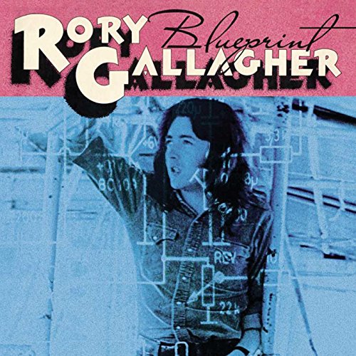 Rory Gallagher album cover, "Blueprint," featuring a man pointing upwards.