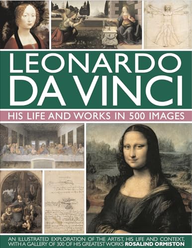 Book cover titled Leonardo Da Vinci featuring a collage of his famous paintings and sketches.