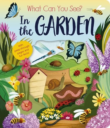 Children's book cover titled In the Garden featuring colorful illustrations of insects and flowers.