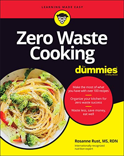 Book cover: "Zero Waste Cooking For Dummies" with pasta and vegetables.