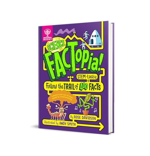 Purple book cover with colorful illustrations and the title "Science FACTopia!".