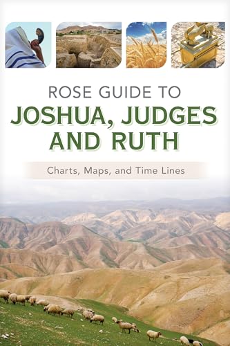 Book cover with landscape, biblical imagery, and title "Rose Guide to Joshua, Judges and Ruth".