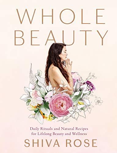 Book cover: "Whole Beauty" with woman, flowers, and gold lettering.