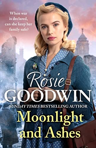 Book cover: woman in wartime attire with a city backdrop.